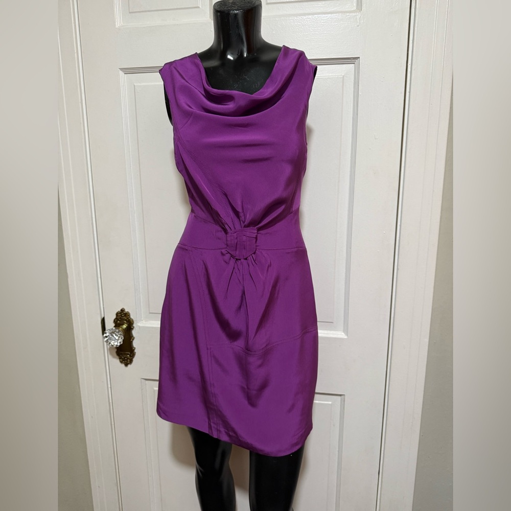 Silk Madison Marcus Purple Medium Sleeveless Dress